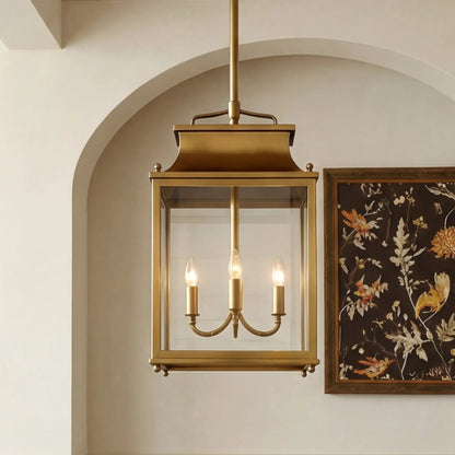 Hanglamp Klassiek Lantaarn met Helder Glas en 4 Lichtpunten voor Buiten