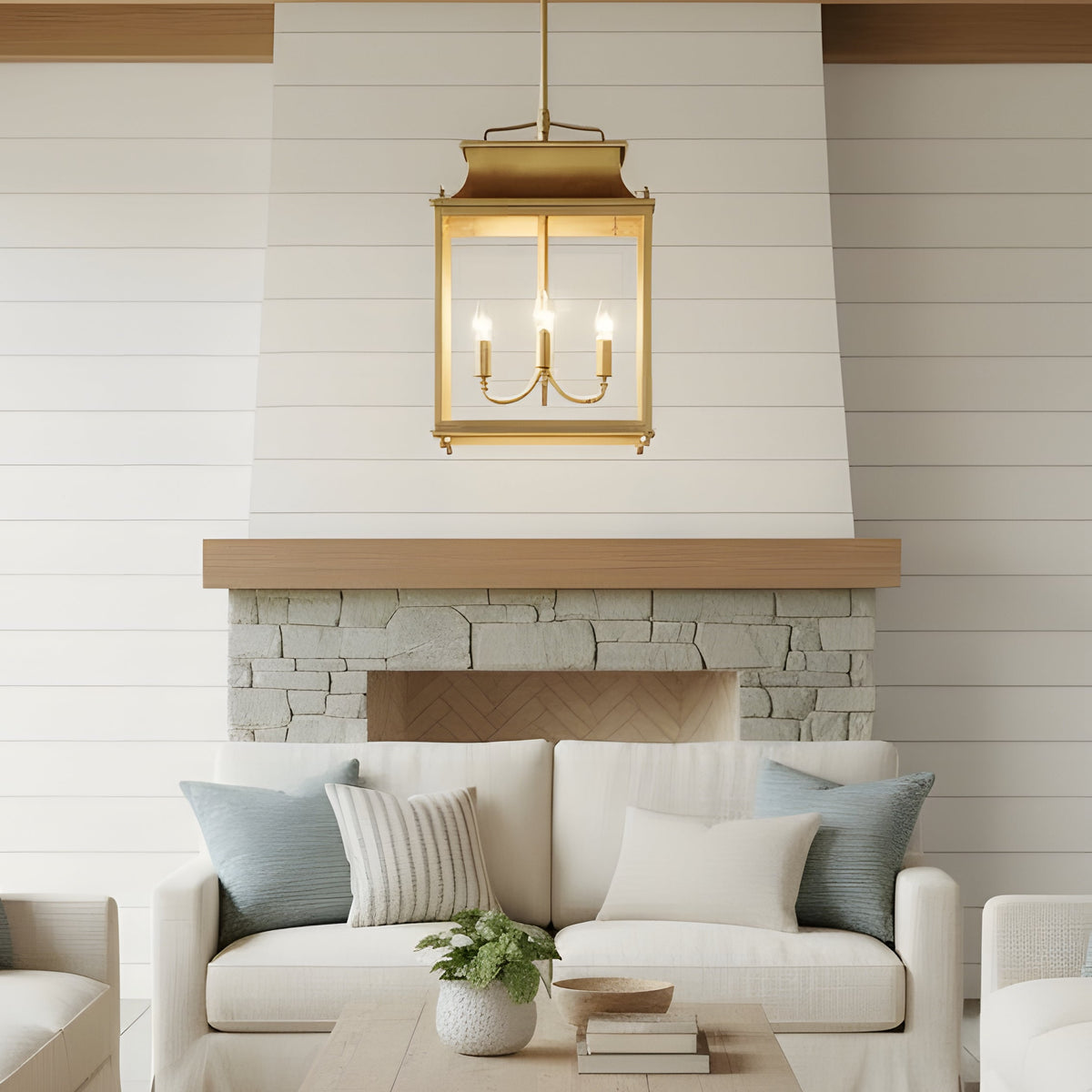 Hanglamp Klassiek Lantaarn met Helder Glas en 4 Lichtpunten voor Buiten ##POS:4##
