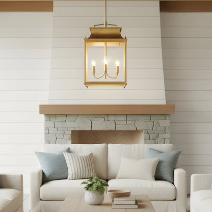 Hanglamp Klassiek Lantaarn met Helder Glas en 4 Lichtpunten voor Buiten ##POS:4##