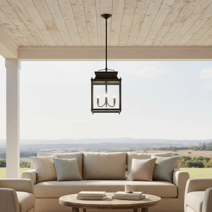 Hanglamp Klassiek Lantaarn met Helder Glas en 4 Lichtpunten voor Buiten