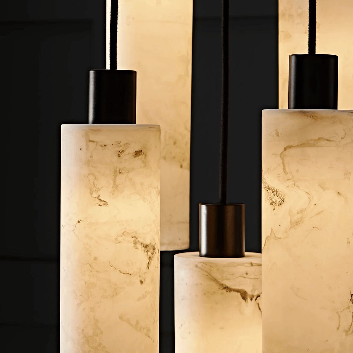 Hanglamp Minimalistisch met Cilindervormige Natuursteen Kap en Verstelbare Hoogte