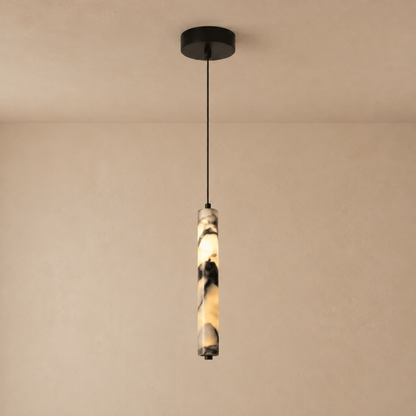 Hanglamp Minimalistisch met Cilindervormige Natuursteen Kap en Verstelbare Hoogte