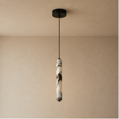 Hanglamp Minimalistisch met Cilindervormige Natuursteen Kap en Verstelbare Hoogte