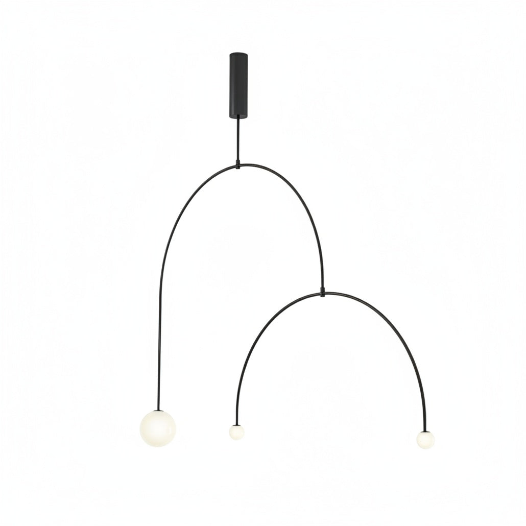 Hanglamp Minimalistisch met Dubbele Boog en Glazen Bollen