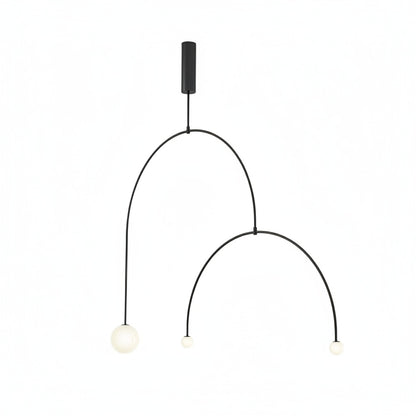 Hanglamp Minimalistisch met Dubbele Boog en Glazen Bollen