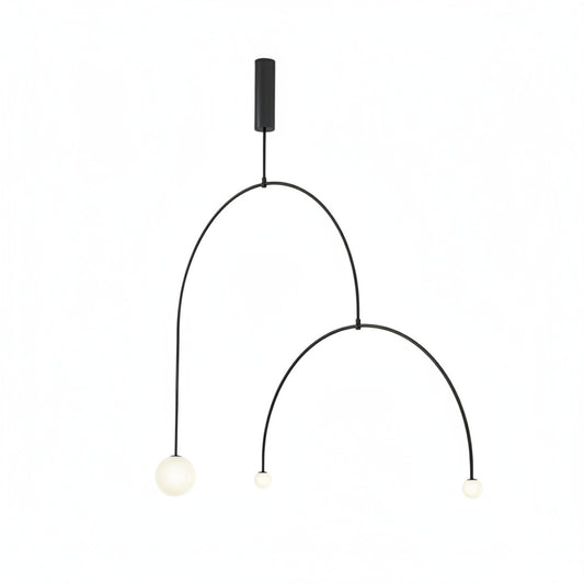 Hanglamp Minimalistisch met Dubbele Boog en Glazen Bollen