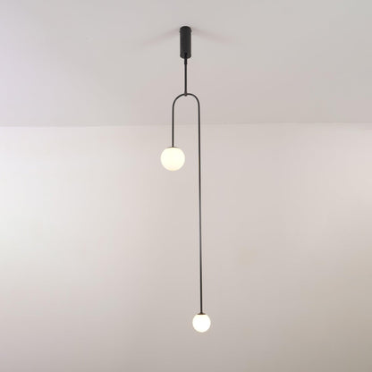 Hanglamp Minimalistisch met Dubbele Boog en Glazen Bollen