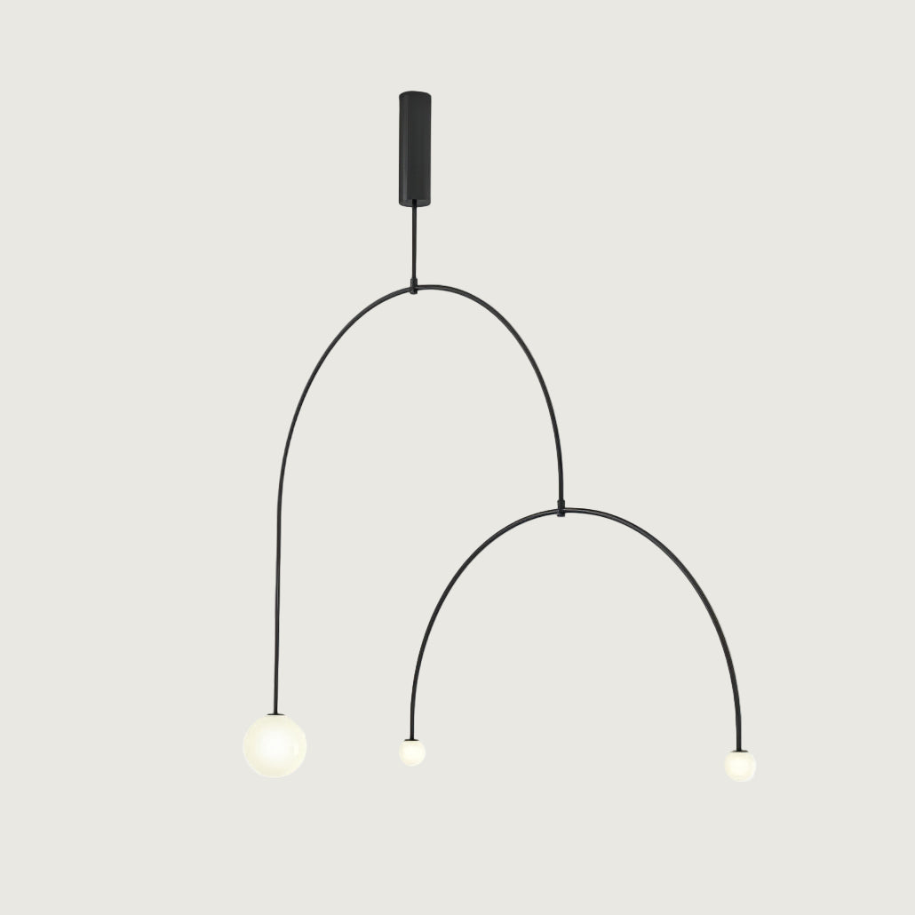 Hanglamp Minimalistisch met Dubbele Boog en Glazen Bollen