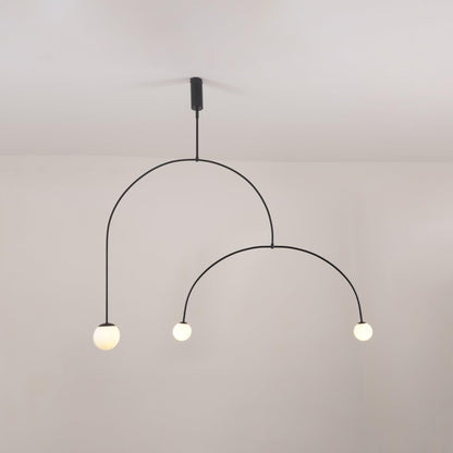 Hanglamp Minimalistisch met Dubbele Boog en Glazen Bollen