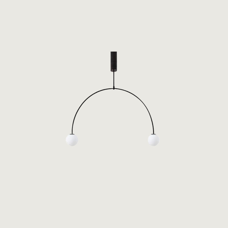 Hanglamp Minimalistisch met Dubbele Boog en Glazen Bollen