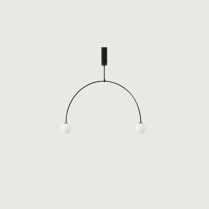 Hanglamp Minimalistisch met Dubbele Boog en Glazen Bollen