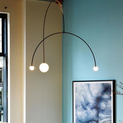 Hanglamp Minimalistisch met Dubbele Boog en Glazen Bollen