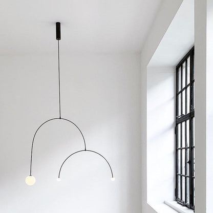 Hanglamp Minimalistisch met Dubbele Boog en Glazen Bollen