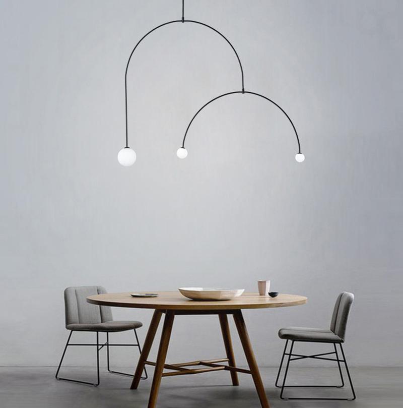 Hanglamp Minimalistisch met Dubbele Boog en Glazen Bollen