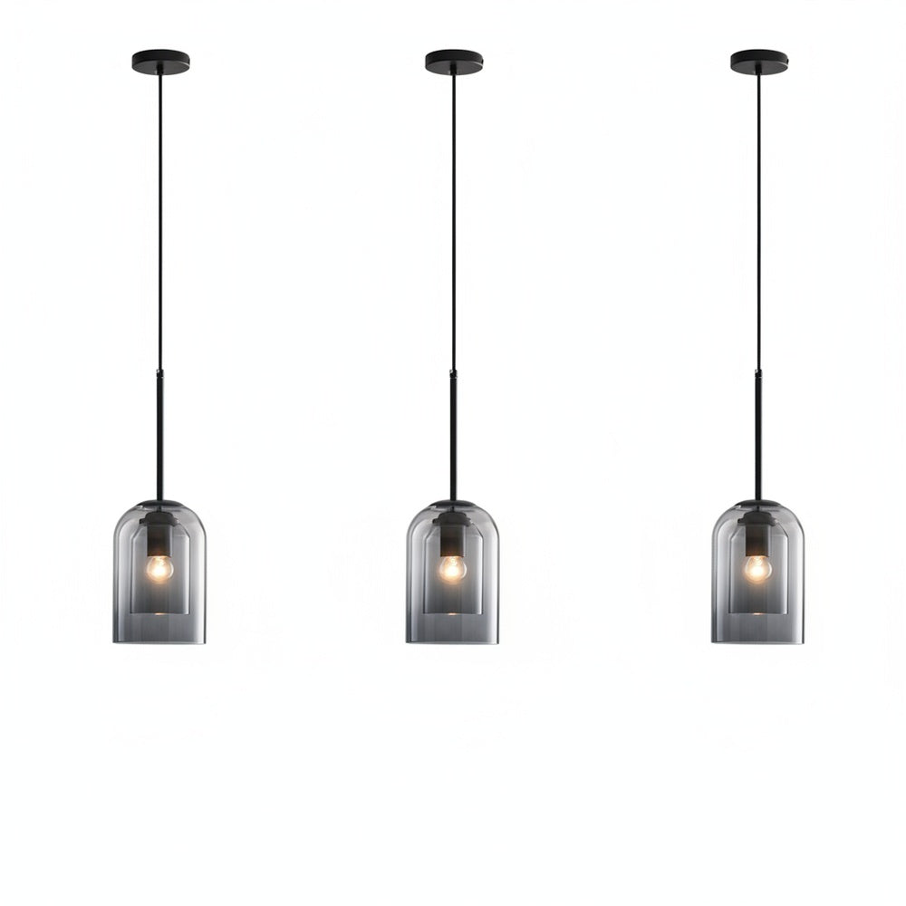 Hanglamp Minimalistisch met Dubbele Glazen Kap en E14 Fitting