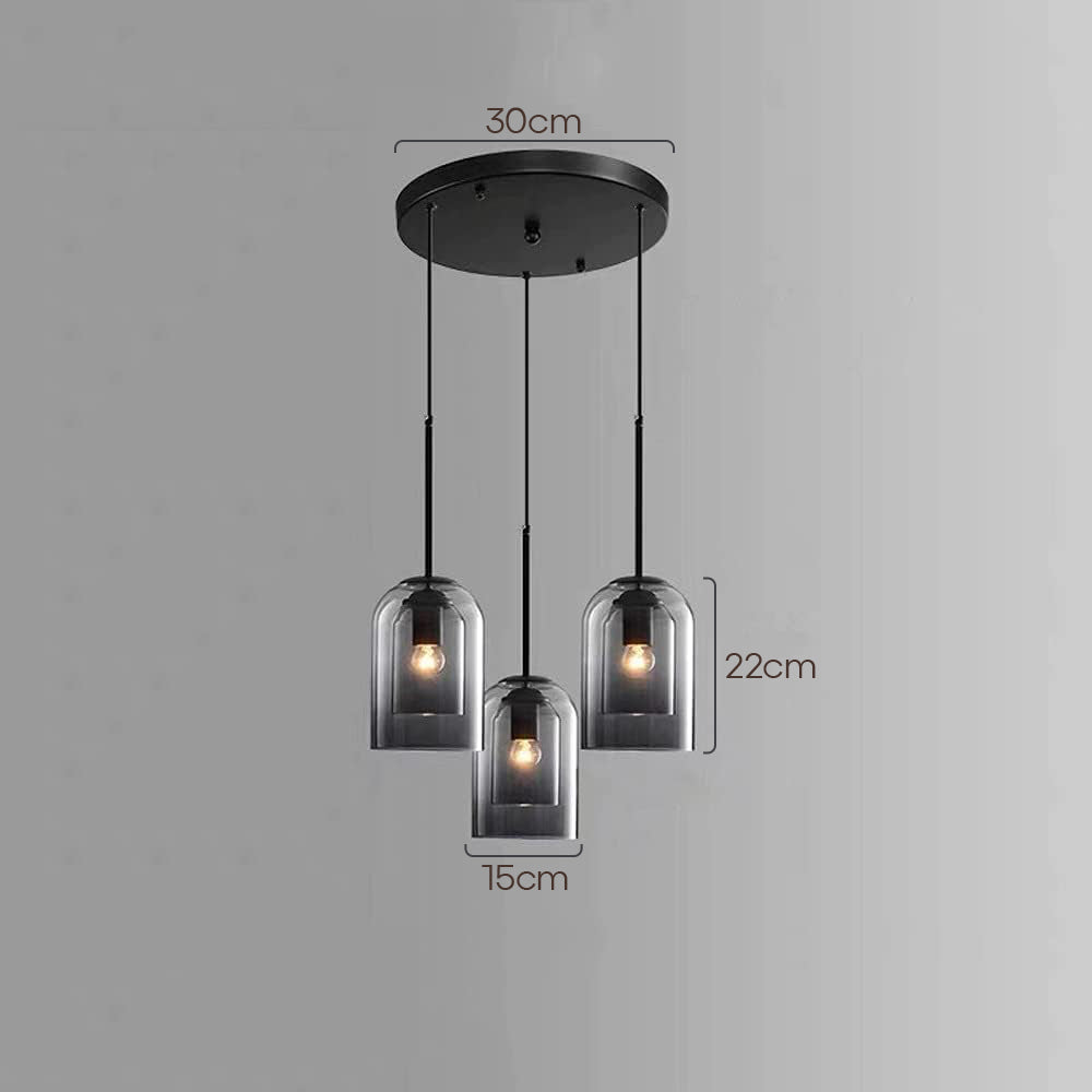Hanglamp Minimalistisch met Dubbele Glazen Kap en E14 Fitting