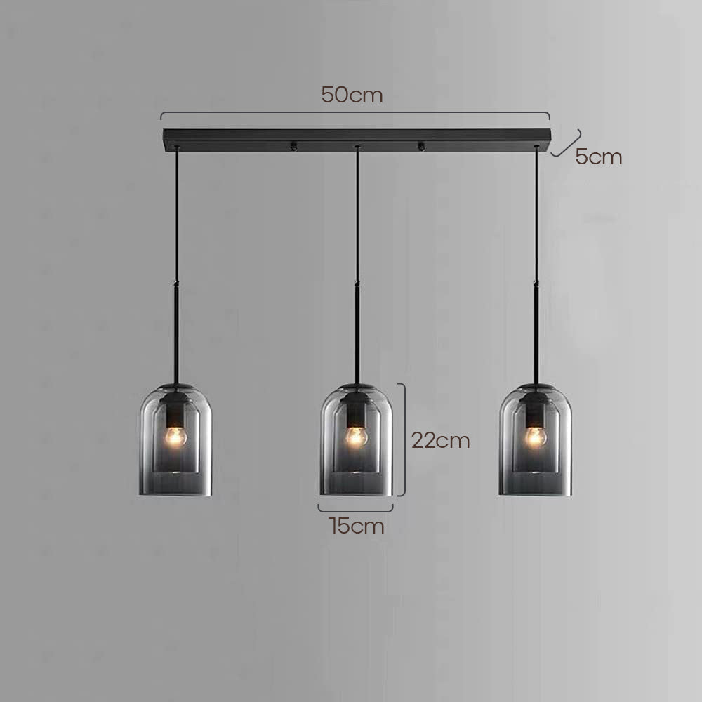 Hanglamp Minimalistisch met Dubbele Glazen Kap en E14 Fitting
