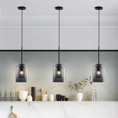 Hanglamp Minimalistisch met Dubbele Glazen Kap en E14 Fitting