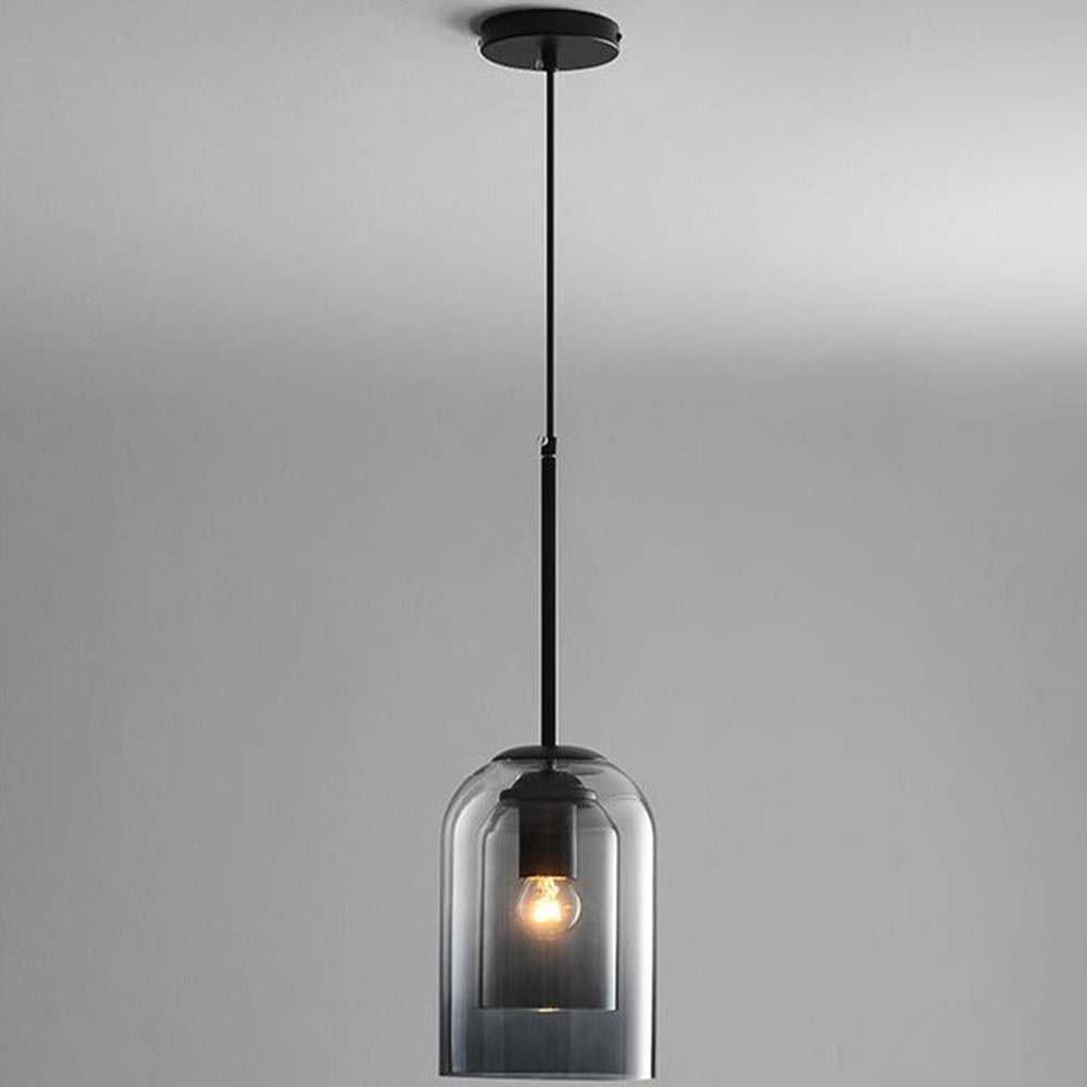 Hanglamp Minimalistisch met Dubbele Glazen Kap en E14 Fitting