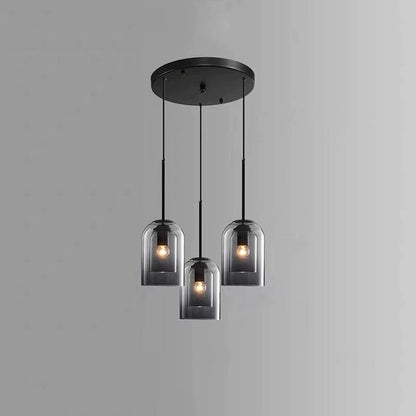 Hanglamp Minimalistisch met Dubbele Glazen Kap en E14 Fitting