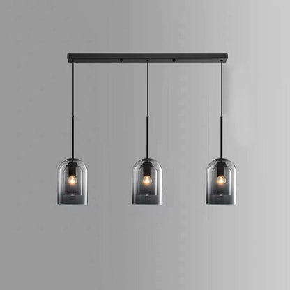 Hanglamp Minimalistisch met Dubbele Glazen Kap en E14 Fitting