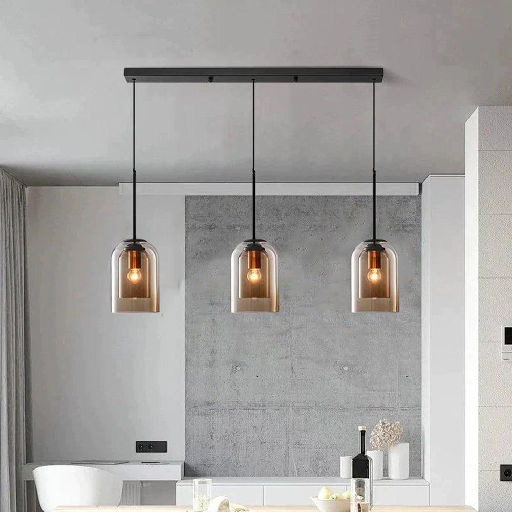 Hanglamp Minimalistisch met Dubbele Glazen Kap en E14 Fitting