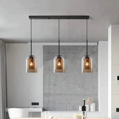 Hanglamp Minimalistisch met Dubbele Glazen Kap en E14 Fitting