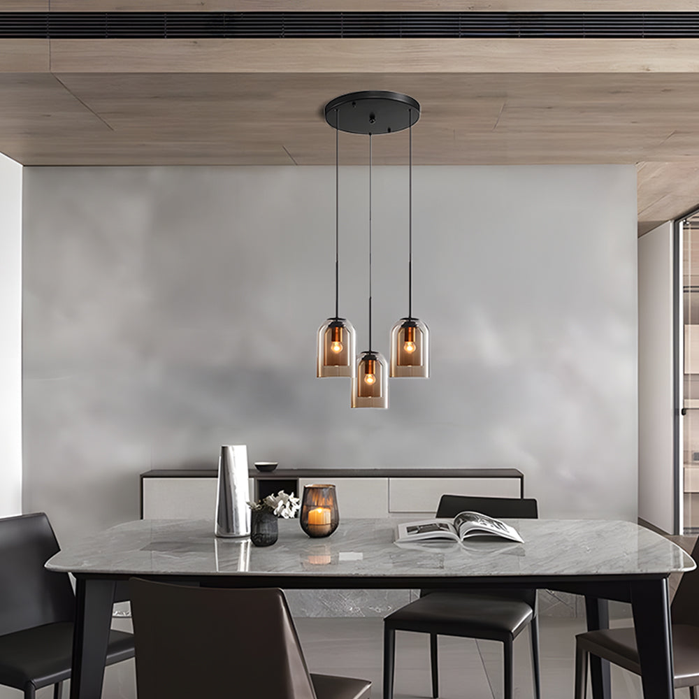 Hanglamp Minimalistisch met Dubbele Glazen Kap en E14 Fitting