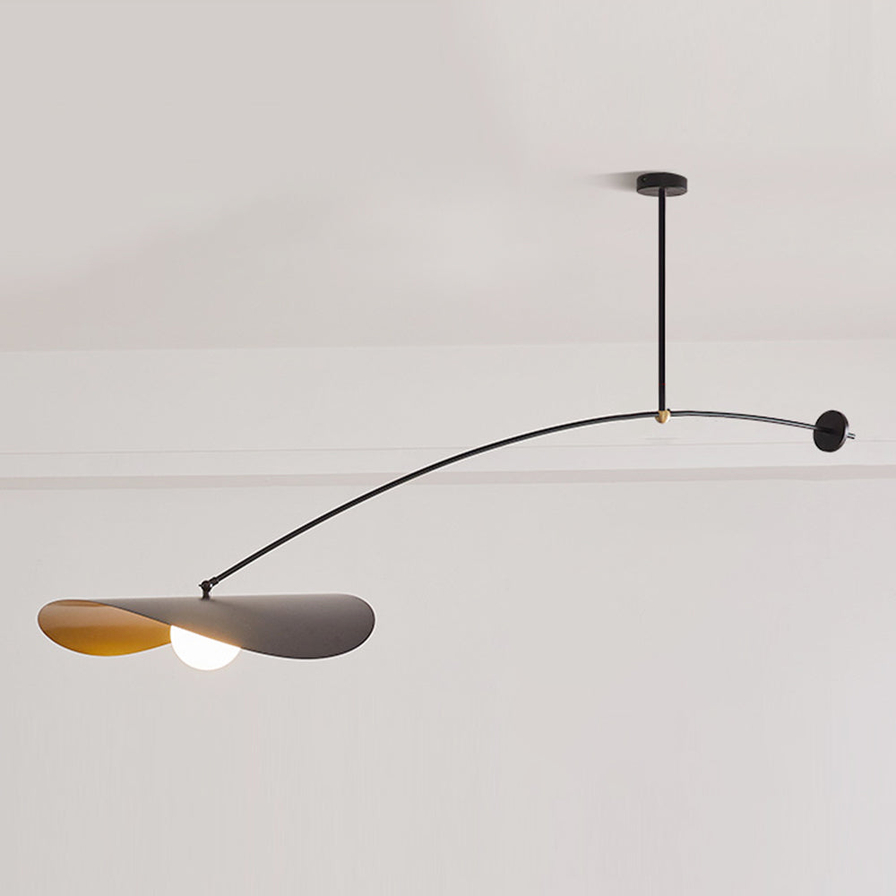 Hanglamp Minimalistisch met Gebogen Arm en Schijfvormige Kap