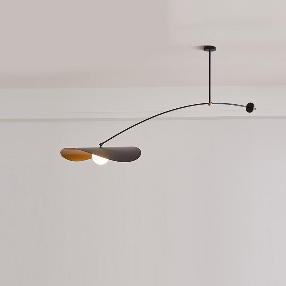 Hanglamp Minimalistisch met Gebogen Arm en Schijfvormige Kap