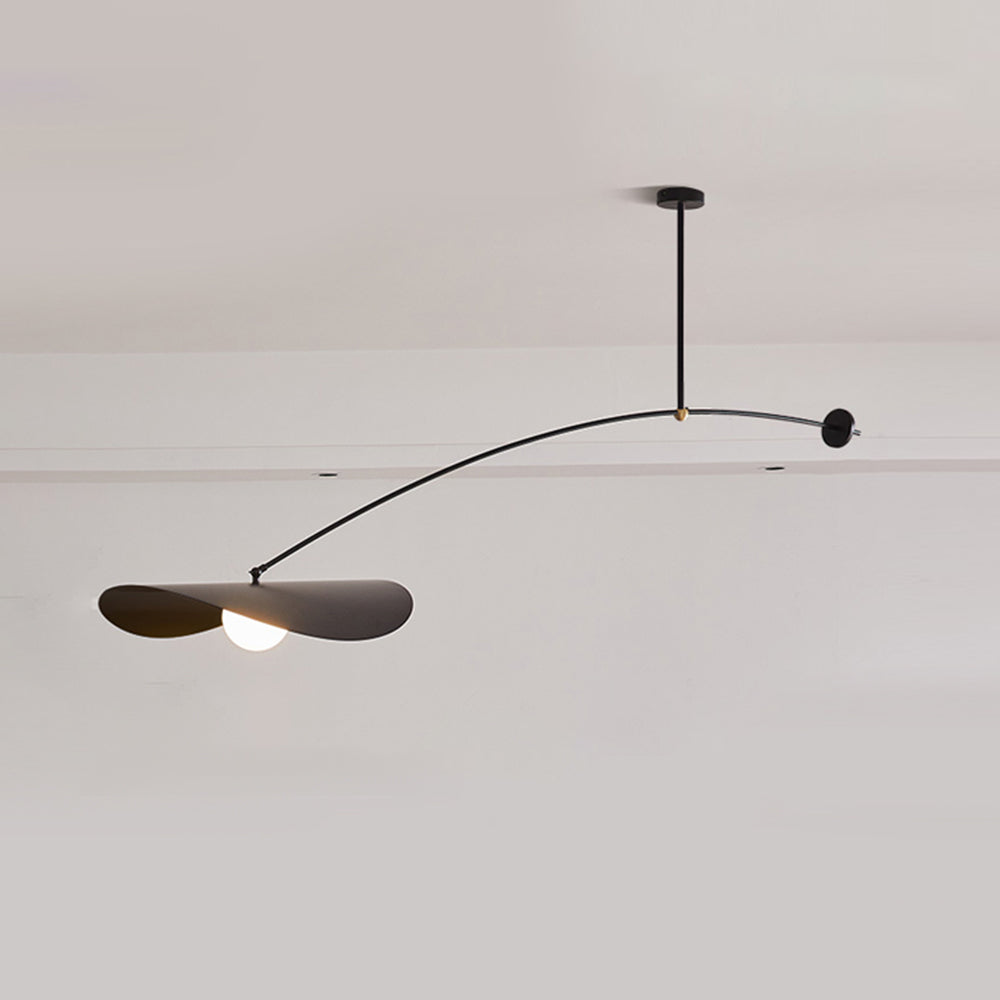 Hanglamp Minimalistisch met Gebogen Arm en Schijfvormige Kap