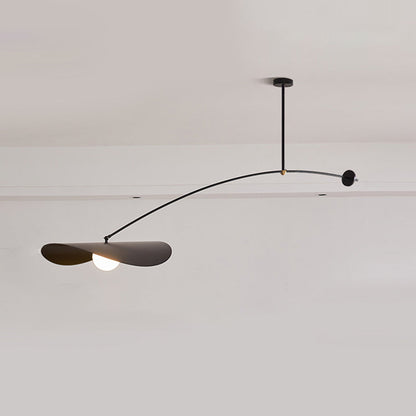 Hanglamp Minimalistisch met Gebogen Arm en Schijfvormige Kap