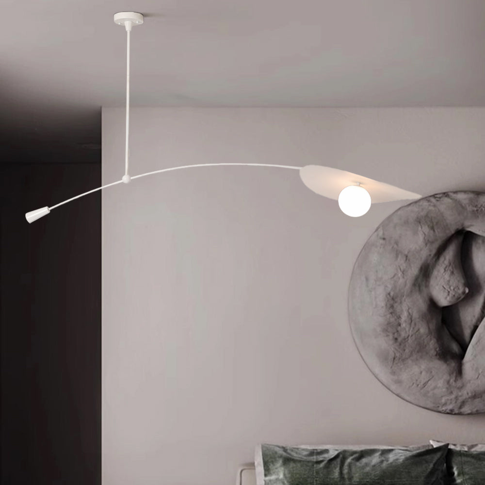 Hanglamp Minimalistisch met Gebogen Arm en Schijfvormige Kap