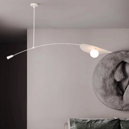Hanglamp Minimalistisch met Gebogen Arm en Schijfvormige Kap