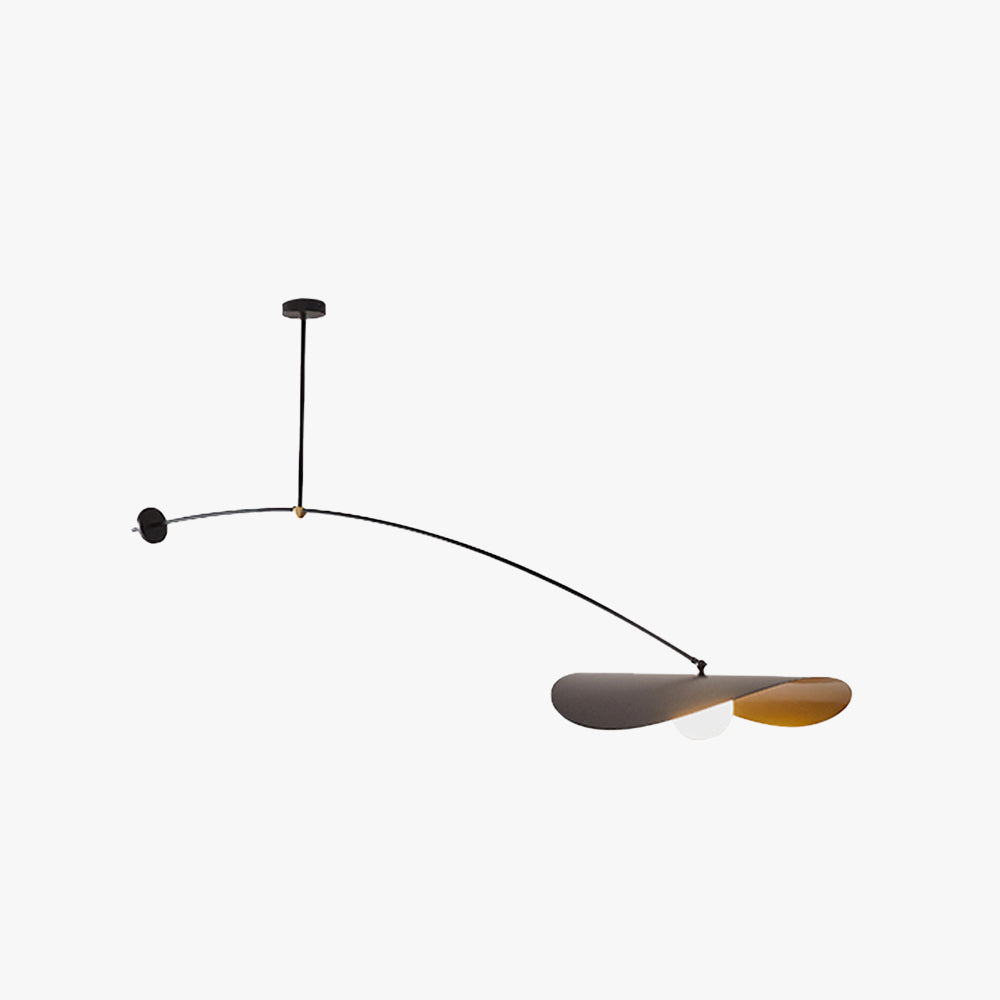 Hanglamp Minimalistisch met Gebogen Arm en Schijfvormige Kap