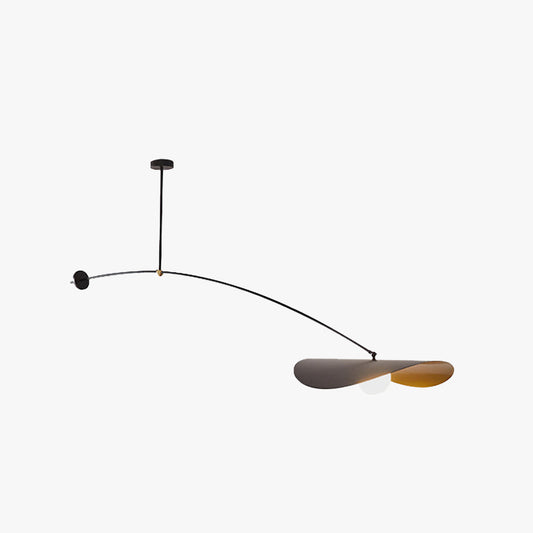 Hanglamp Minimalistisch met Gebogen Arm en Schijfvormige Kap