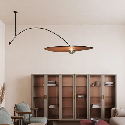Hanglamp Minimalistisch met Gebogen Arm en Schijfvormige Kap