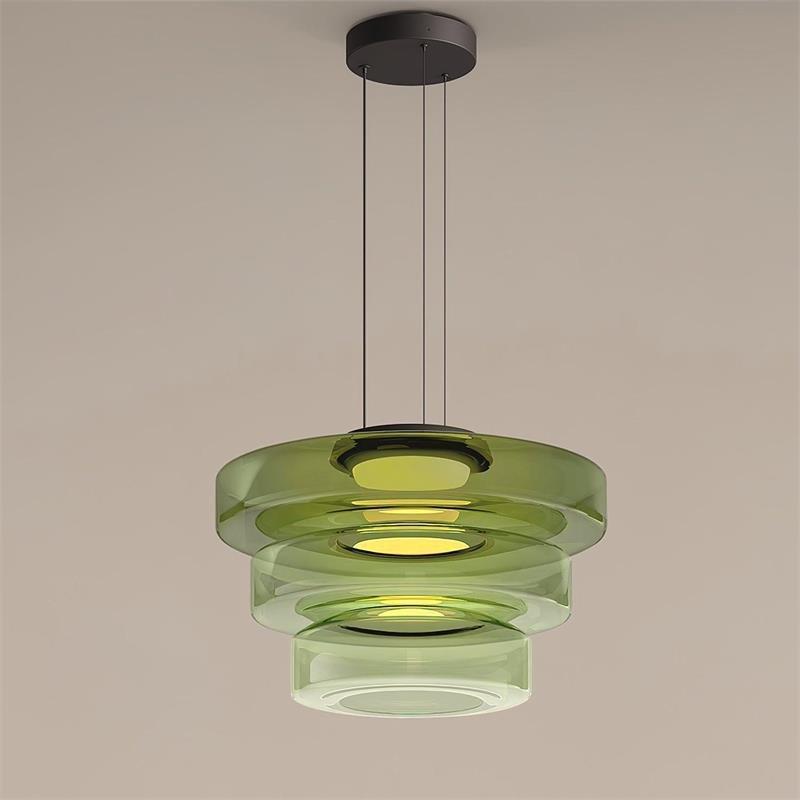Hanglamp Minimalistisch met Gelaagd Glazen Kap en Verstelbare Hoogte