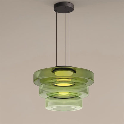 Hanglamp Minimalistisch met Gelaagd Glazen Kap en Verstelbare Hoogte