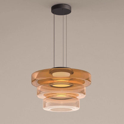 Hanglamp Minimalistisch met Gelaagd Glazen Kap en Verstelbare Hoogte