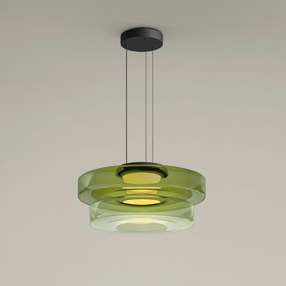 Hanglamp Minimalistisch met Gelaagd Glazen Kap en Verstelbare Hoogte
