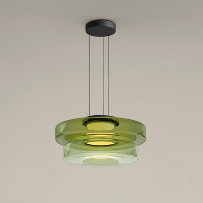 Hanglamp Minimalistisch met Gelaagd Glazen Kap en Verstelbare Hoogte