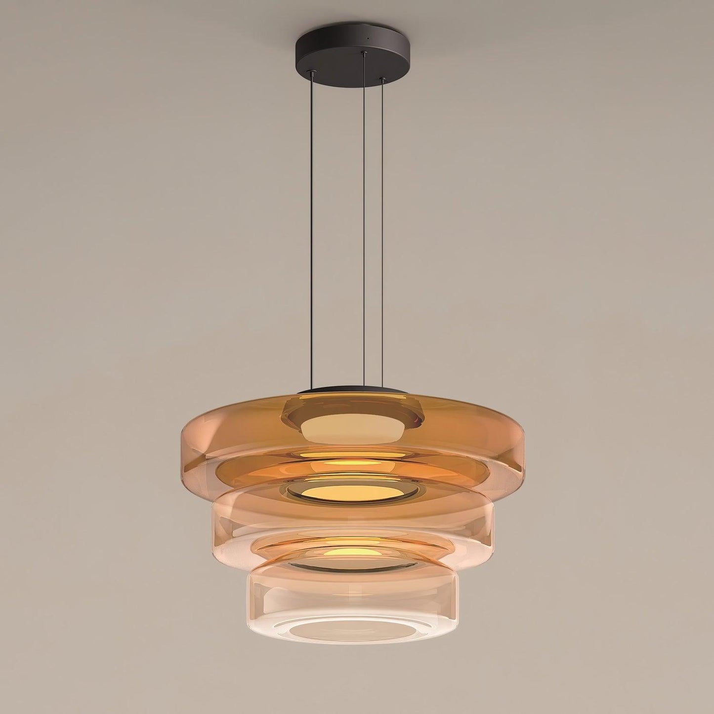 Hanglamp Minimalistisch met Gelaagd Glazen Kap en Verstelbare Hoogte