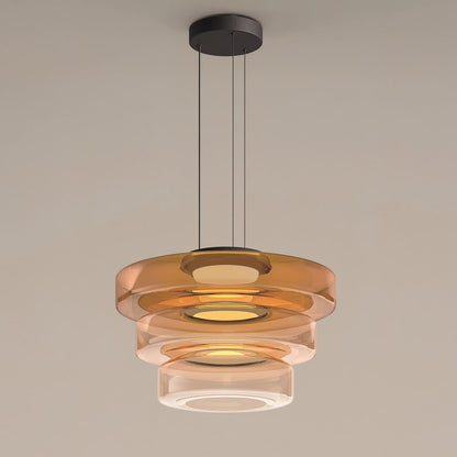 Hanglamp Minimalistisch met Gelaagd Glazen Kap en Verstelbare Hoogte