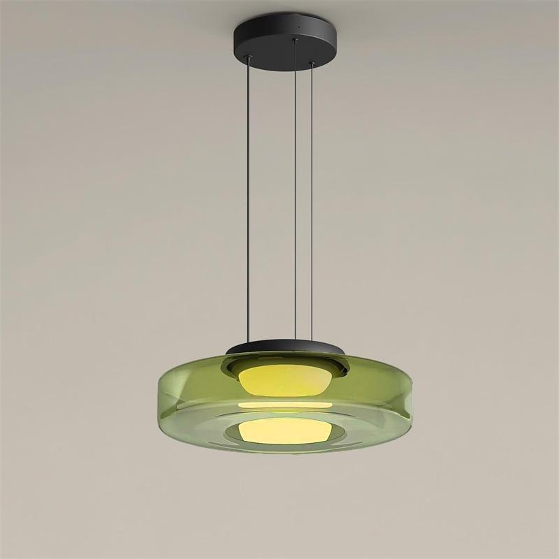 Hanglamp Minimalistisch met Gelaagd Glazen Kap en Verstelbare Hoogte