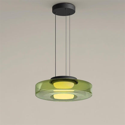 Hanglamp Minimalistisch met Gelaagd Glazen Kap en Verstelbare Hoogte