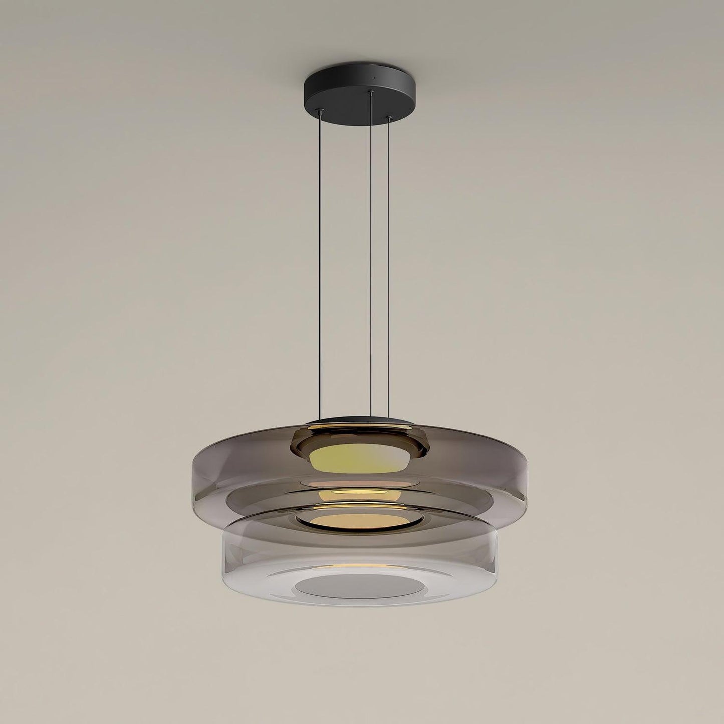 Hanglamp Minimalistisch met Gelaagd Glazen Kap en Verstelbare Hoogte