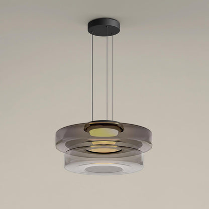 Hanglamp Minimalistisch met Gelaagd Glazen Kap en Verstelbare Hoogte
