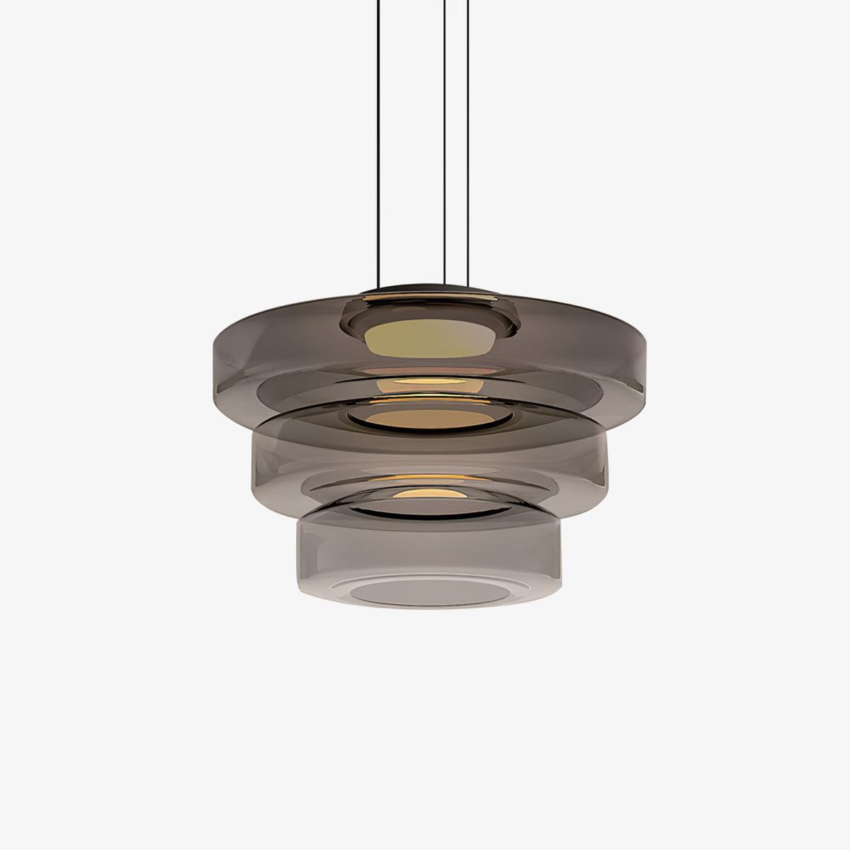 Hanglamp Minimalistisch met Gelaagd Glazen Kap en Verstelbare Hoogte