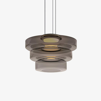 Hanglamp Minimalistisch met Gelaagd Glazen Kap en Verstelbare Hoogte